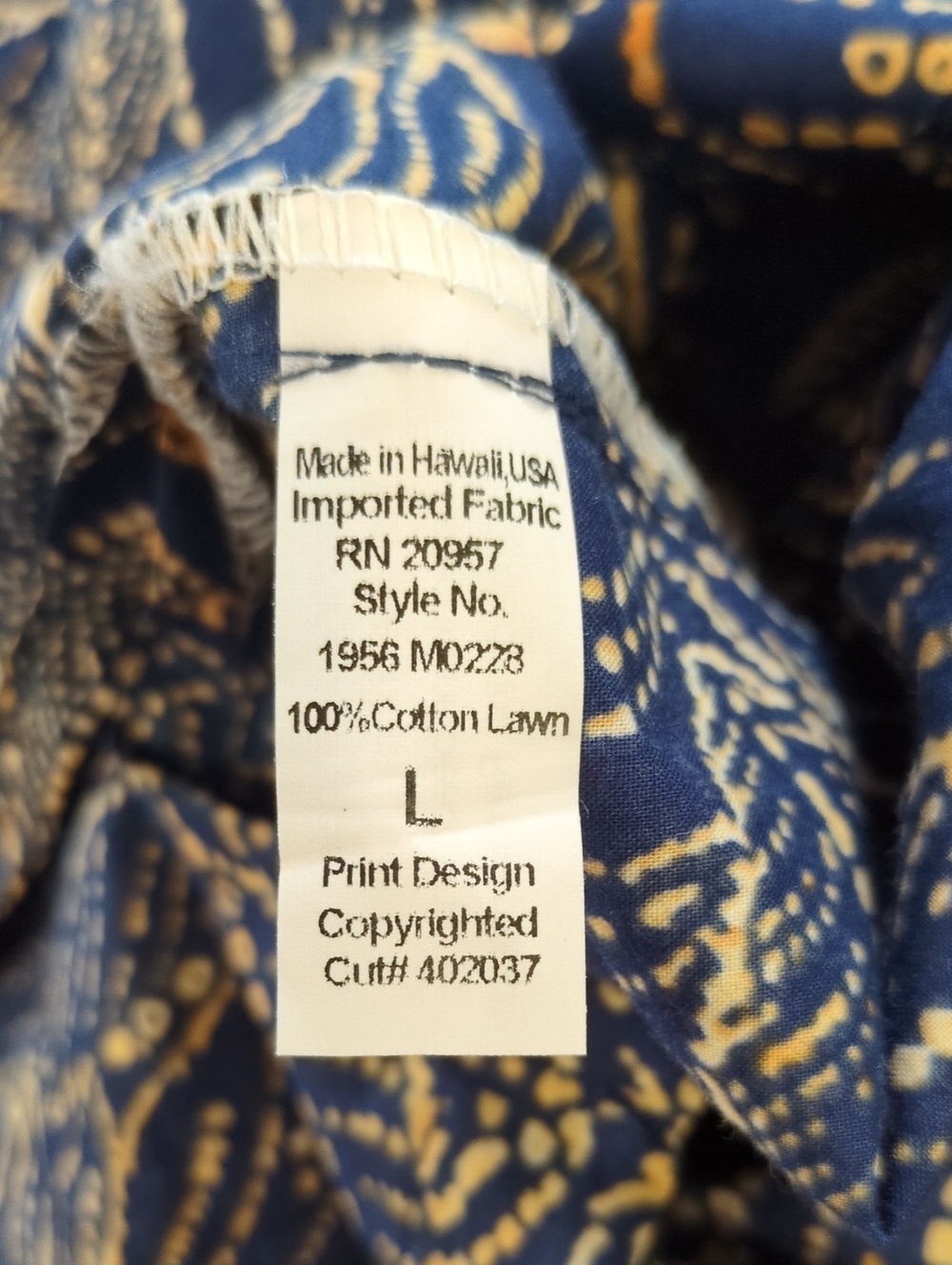 Tori Richard Dotanicals Cotton Lawn Shirt Navy and Yellow Size Large - Picture 9 of 12